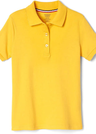 French Toast -girls Short Sleeve Picot Collar (Standard & Plus) Polo Shirt, White, 10 12 US