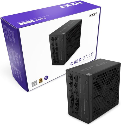 NZXT C850 Gold ATX 3.1-850W Fully Modular Power Supply | 850W 80 PLUS Gold ATX 3.1 PSU, fully modular and quiet. PCIe 5 ready for modern GPUs, backed by a 10-year warranty.