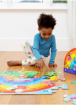 Crocodile Creek 36-Piece Jigsaw Floor Puzzle - Fun Floor Puzzles for Kids Ages 3-5 - Heavy-Duty Shaped Box for Storage - Over The Rainbow - 24" W x 18" H Finished