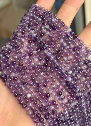 MJDCB Natural Dreamy Amethyst Beads Round Stone Beads DIY Loose Beads for Jewelry Making Beads 15 inch (4mm)