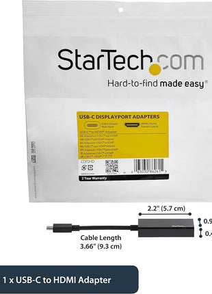StarTech.com USB-C to HDMI Video Adapter Converter - 4K 30Hz - Thunderbolt 3 Compatible - USB 3.1 Type-C to HDMI Monitor Travel Dongle Black (CDP2HD)