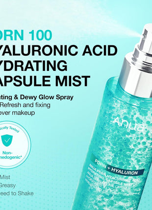 Anua PDRN Collagen Glow Facial Serum Spray, Hydrating Face Mist, Hyaluronic Acid, dewy glass finish, All Skin Types, Instant Plumping Hydration, Firming Care, Korean Skincare, 3.38 fl oz