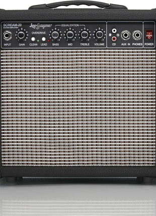 Leo Jaymz 20W Electric Guitar Amplifier - Clean and Distortion Channel - 3 Band Equalization and CD Line Input - Recording Studio, Practice Room, Small Courtyard (6.5 inch, Black)