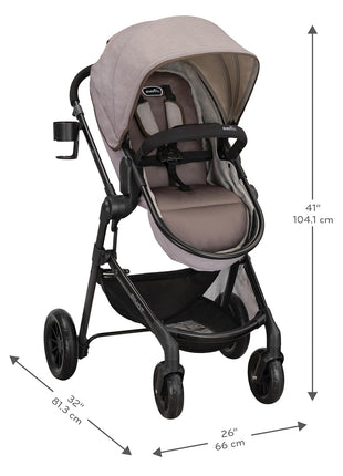 Evenflo Pivot Modular Travel System with LiteMax Infant Car Seat with Anti-Rebound Bar (Desert Tan)