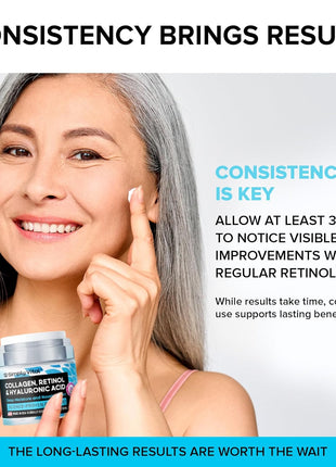 SimplyVital Face Moisturizer Retinol Collagen Hyaluronic Acid Cream 1.7 oz | Anti-Aging, Moisturizer Face Cream for Women & Men, Visibly Firming, Hydrating Neck Care, Day & Night Skin Care, Silky Feel
