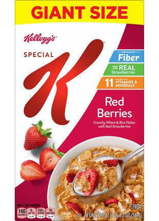 Kellogg's Special K Breakfast Cereal, Family Breakfast, Fiber Cereal, Giant Size, Red Berries, 19.2oz Box (1 Box)