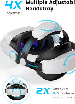 Kawaye for Meta Quest 3S/Quest 2/Quest 3 Head Strap, Double Knobs Adjustable Elite Strap Replacement,VR Headset Strap with Two Large Support Pad Enhanced Support, Reduce Pressure
