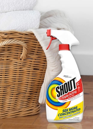Shout Active Enzyme Laundry Stain Remover Spray, Triple Acting Formula Clings, Penetrates, and Lifts 100+ Types of Everyday Stains   Prewash Spray 22oz
