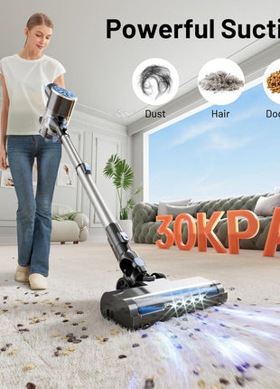 VIPSUN Cordless Vacuum Cleaner with Self-Standing, LED Screen Stick Vacuum Cleaners for Home, Lightweight Powerful Suction Vacuum, 6-in-1 Rechargeable Vacuum for Carpets, Pet Hair, Hardwood Floors