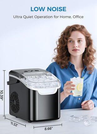 COWSAR Ice Maker Countertop, Portable Ice Machine with Self-Cleaning, 26.5 lbs/24Hrs, 8 Ice Cubes in 6 Mins, Ice Basket and Scoop, Ideal for Home, Kitchen, Bar, Camping