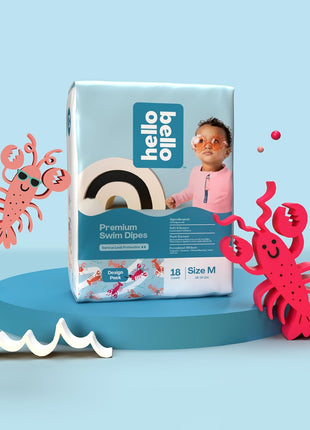 Hello Bello Premium Swim Diapers I Affordable and Eco-Friendly Disposable Swim Dipes for Babies and Kids I Size Medium