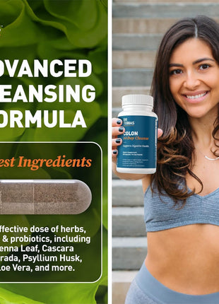 Dr. Tobias Colon 14 Day Cleanse, Advanced Gut Cleanse Detox for Women & Men with Cascara Sagrada, Psyllium Husk, Senna Leaf & Probiotics, Non GMO Colon Cleanse, 28 Capsules 1 2 Daily