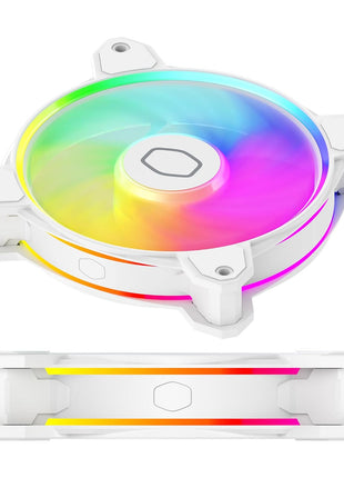 Cooler Master MF120 Halo2 White PC Case|Liquid Cooler|Air Cooler Fan, 120mm Fan, Dual-Loop aRGB Rings, Dynamic PWM 2,050 RPM, Air Balance Blades, aRGB Lighting, Hybrid Frame