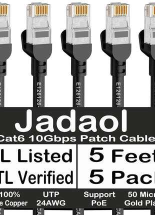 Jadaol Cat 6 Ethernet Cable 50 ft, Outdoor & Indoor 10Gbps Support Cat8 Cat7 Network, Flat RJ45 Internet LAN Computer Patch Cable for Router, Modem, Switch, Gaming Consoles, Streaming Devices, White