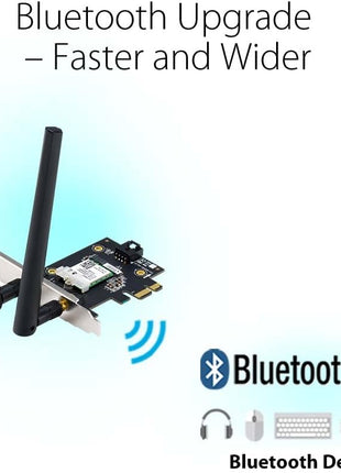 ASUS AX1800 PCIe WiFi Adapter (PCE-AX1800) - WiFi 6, Bluetooth 5.2, Ultra-Low Latency Wireless, 2 External Antenna, Supporting Total Data Rate up to 1800Mbps, WPA3 Network Security, OFDMA and MU-MIMO
