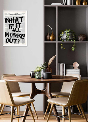 Drimiler Retro Black And White Newspaper Poster What If It All Works Out Canvas Wall Art Positive Affirming Quote Minimalist Prints Painting For Home Bedroom Dorm Wall Decor 8x12in Unframed