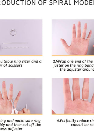 ELETIUO 13 Pack Filled Silver Metal Ring Guard with 4 Sizes Spirals,Invisible Ring Size Adjuster Set for Loose Rings,Ring Guard, Ring Sizer,Fit for Men and Women Rings,2 Styles (Silver+Transparent)