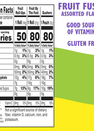 Fruit Roll Ups, Fruit by the Foot, Gushers, Flavored Snacks Variety Pack, Gluten Free, 16 Ct, 10.2 oz