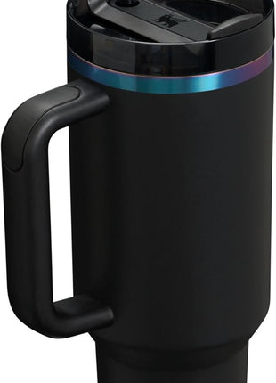 STANLEY Quencher H2.0 Flow State Tumbler, 40 oz, Black Chroma | Handle and Straw | 3-Position Lid | Cup Holder Compatible for Travel | Insulated Stainless Steel Cup | BPA-Free