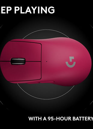 Logitech G PRO X Superlight 2 DEX Wireless Gaming Mouse, 60g pro-Grade Right-Handed Mouse with 5 programmable Buttons, USB-C Charging, 44k DPI Sensor, up to 8 kHz Polling for PC/Mac - Magenta