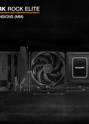 be quiet! Dark Rock Elite Air CPU Cooler | 2X Silent Wings 135mm PWM Fans | Speed Switch with 2 Modes | High-Performance Heat Pipes | Front Fan Rail System | Enhanced RAM Compatibility | BK037