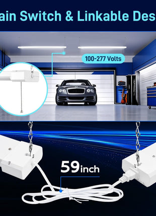 hykolity 5000K LED Shop Light Linkable, 4FT Daylight 42W LED Ceiling Lights for Garages, Workshops, Basements, Hanging or FlushMount, Included Power Cord and Pull Chain, 4400lm, ETL- 1 Pack
