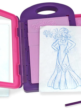 Melissa & Doug Fashion Design Art Activity Kit - 9 Double-Sided Rubbing Plates, 4 Pencils, Crayon - Fashion Plates, Travel Toys for Kids Ages 5+