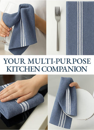 Lane Linen Kitchen Towel Set, 6 Pack 100% Cotton Hand Towels for Kitchen, Dish Towels for Drying Dishes, Lint Free, 14"x25", Good for Cleaning Windows, Ceramic Surface, Glass Stovetops - Blue Chambray