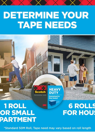 Scotch Heavy Duty Shipping Packing Tape, Clear, Shipping and Packaging Supplies, 1.88 in. x 54.6 yd., 1 Tape Roll