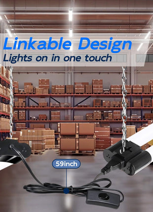 hykolity 2 Pack 4FT Linkable LED Shop Light for Garage, 4400lm, 4FT 42W, 5000K Daylight LED Workbench Light Fixture with Plug, Hanging or Surface Mount, Black - ETL
