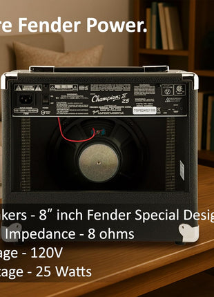 Fender Champion II 25-Watt Guitar Combo Amplifier Bundle with Instrument Cable, Picks, and Austin Bazaar Instructional Video