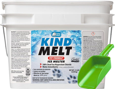 Kind Melt Pet Friendly Ice and Snow Melter, Fast Acting 100% Pure Magnesium Chloride Formula with Scoop Included, 15lb