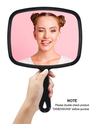 PROTECLE Large Hand Mirror, Salon Barber Hairdressing Handheld Mirror with Handle (Square Black 10.3 inchx7.4 inch)