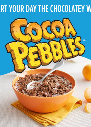 Cocoa PEBBLES Cereal, Chocolatey Kids Breakfast, Gluten Free Rice Crunch, 27.5 oz Mega Size Cereal Box