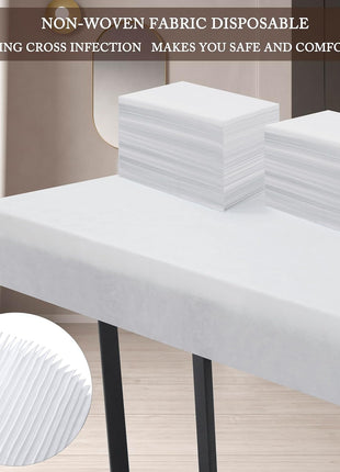 Disposable Bed Sheets 100 Pcs 31" x 71" Massage Table Sheets Non Woven Fabric SPA Bed Cover Breathable for Massage Beauty Tattoos(White)