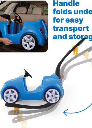 Step2 Whisper Ride II Kids Push Car, Ride-On Car with Seat Belt and Horn, Quick Fold Handle, Stroller Alternative, Toddlers and Preschoolers Ages 18+ Months, Blue