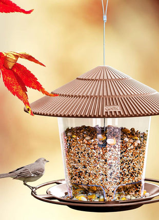 Bird Feeder Outdoor Hanging for Wild Bird Seed, Brown