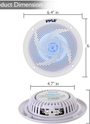 Pyle Marine Speakers - 5.25 Inch 2 Way Waterproof and Weather Resistant Outdoor Audio Stereo Sound System with LED Lights, 180 Watt Power and Low Profile Slim Style - 1 Pair - PLMRS53WL