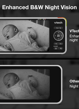 VTech Smart WiFi Baby Monitor – See Your Baby at Home or from Anywhere, 2K Camera, 5.5inch Screen, 24X Zoom, Wide Angle, Night Vision, Night Light, Free App | Smart HD Plus