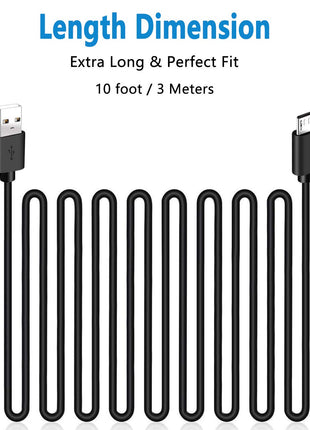 SIOCEN 3Pack 10FT PS4 Charger Cord for Xbox One Controller,PS4 Charging Cable,Micro USB Cable for Xbox One S/X Slim Elite Controller,PlayStation 4 Games,Dualshock 4 Controller Data Sync Cord