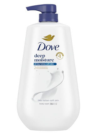 Dove Body Wash Deep Moisture for 24hr Lotion-Soft Skin Moisture Moisturizing Skin Cleanser with No Sulfates No Parabens 30.6 oz