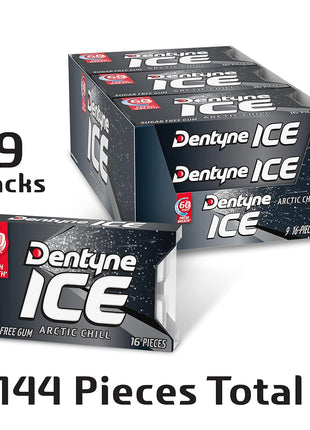 Dentyne Ice Arctic Chill Sugar Free Gum, 9 Packs of 16 Pieces (144 Total Pieces)
