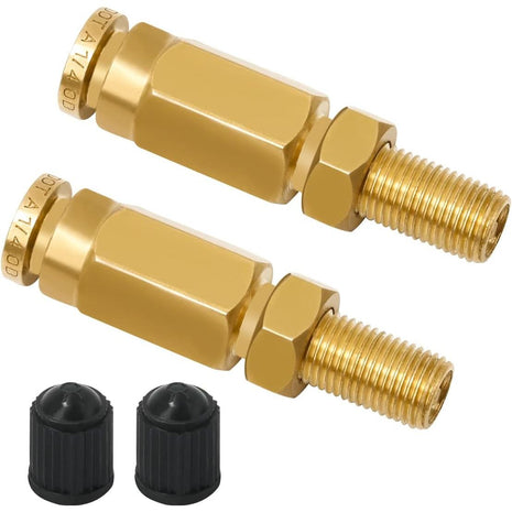 2 Packs 1/4" Air Value Inflation Schrader Valve, Schrader Valve Adapter with Push to Connect Button for 1/4" OD Air Hose Fittings for Semi Trucks Trailers