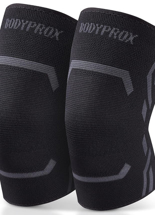 Bodyprox Knee Compression Sleeve for Men and Women (2 Pack), Knee Support Brace for Running and Work out (Medium)