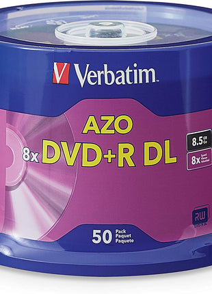Verbatim DVD+R DL 8.5GB 8X with Branded Surface - 50pk Spindle, 50 - Disc