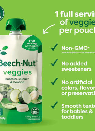 Beech-Nut Baby Food Pouches Variety Pack, Veggie Purees, 3.5 oz (18 Pack)