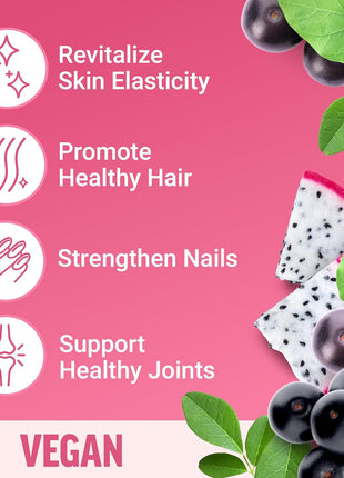 Force Factor Collagen Boosting Superfoods, Vegan Collagen Booster for Women | with Biotin, Hyaluronic Acid, and Vitamin C, for Hair, Skin, Nails, & Joint Support, Tropical Fruit, 120 Soft Chews, 2-Pack