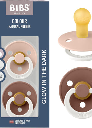 BIBS Pacifiers Colour Collection | Natural Rubber Baby Pacifier | Set of 2 BPA-Free Soothers | Made in Denmark | 0+ Months (Pack of 2) | Dusty Blue/Steel Blue