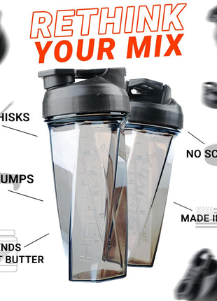 HELIMIx 2.0 Vortex Blender Shaker Bottle Holds upto 28oz | No Blending Ball or Whisk | USA Made | Portable Pre Workout Whey Protein Drink Shaker Cup | Mixes Cocktails Smoothies Shakes | Top Rack Safe