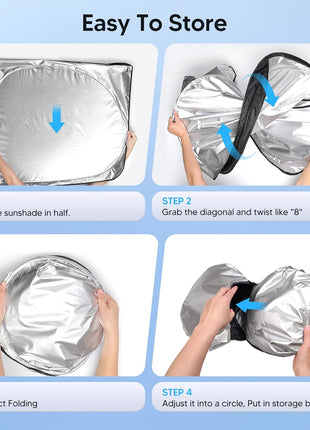 KUST Windshield Sun Shade for 2019-2025 2026 Chevrolet/Chevy Silverado 1500 Accessories, Regular Cab, Crew Cab, Double Cab 2Dr 4Dr Custom Fit Window Shade Sun Visor Foldable Blocks UV Rays